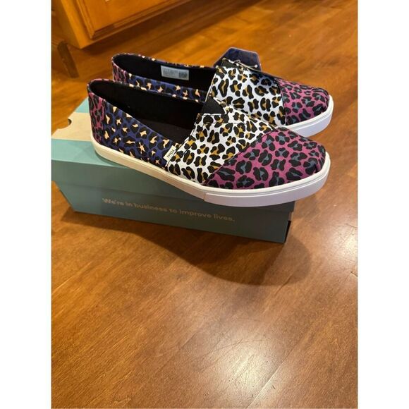 Woman’s new Toms Alpargata cup sole multi color leopard slip on shoes size 8 - Picture 1 of 5